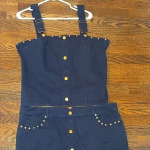 Black Jean Skirt & Top